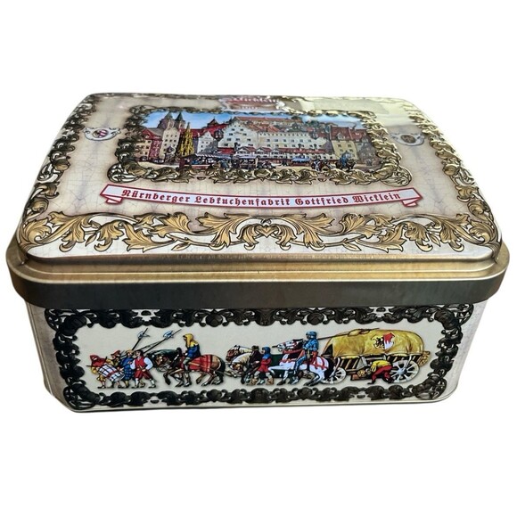 Nuremberg Other - Vtg Nuremberg Lebkuchen Tin Box 400-Year Anniversary Design Gottfried Wicklein